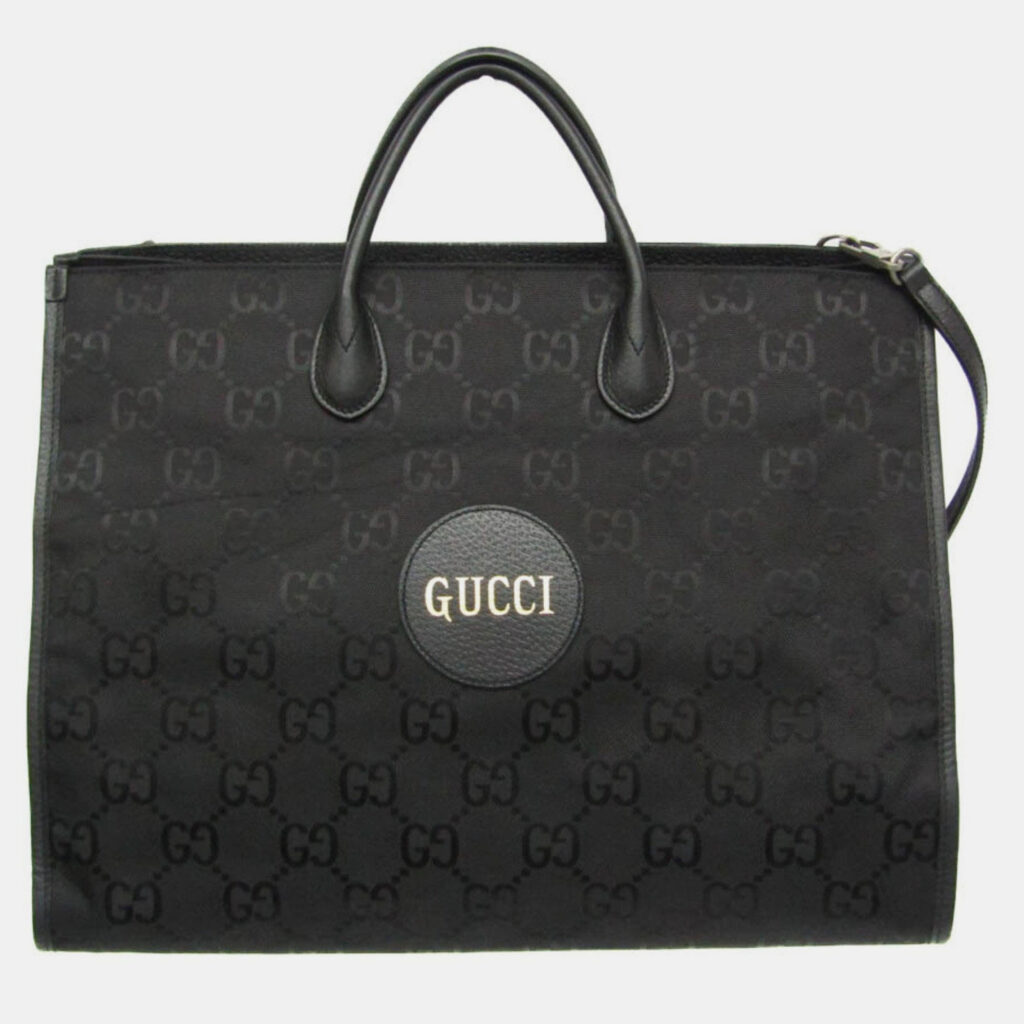 Gucci Off The Grid GG Nylon Canvas Leather Shoulder Bag Black