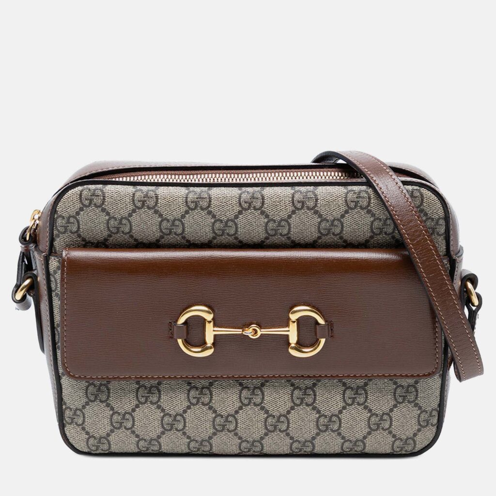 Gucci Brown Small GG Supreme Horsebit 1955 Crossbody Gucci Brown Small GG Supreme Horsebit 1955 Crossbody