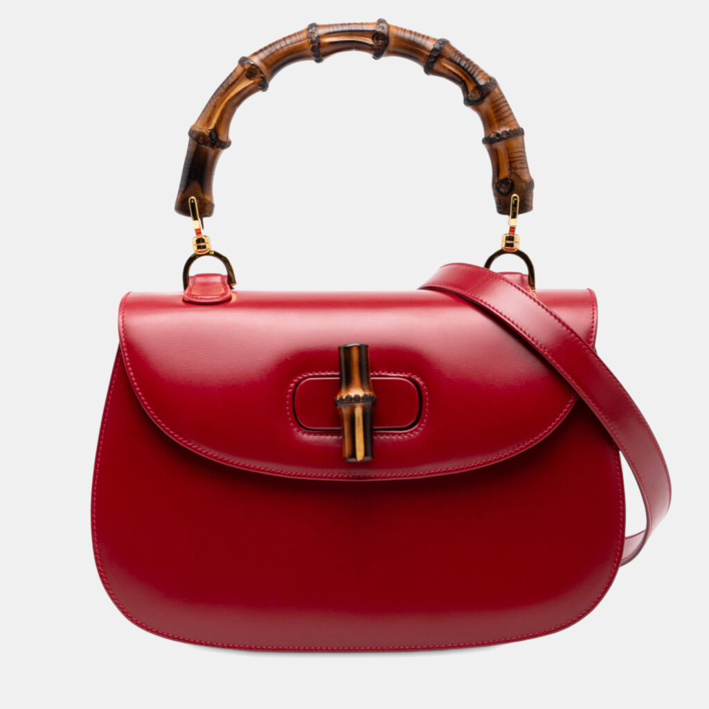 luxury-women-gucci-used-handbags-p1240820-001-1.jpg Gucci Red Calfskin Bamboo Night