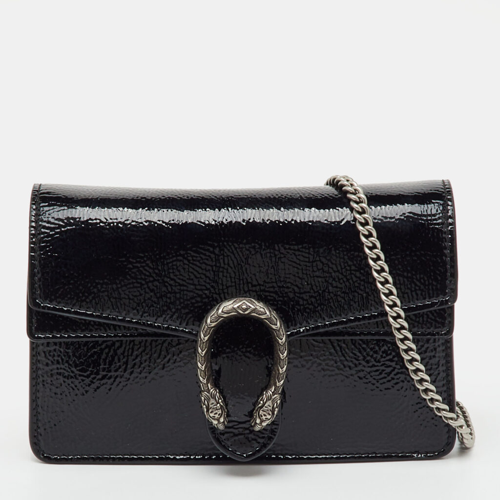 Gucci Black Patent Leather Mini Dionysus Shoulder Bag Gucci Black Patent Leather Mini Dionysus Shoulder Bag