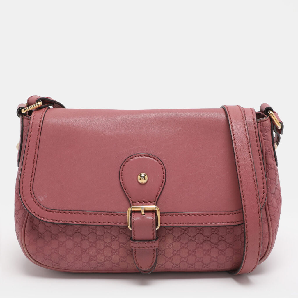 Gucci Old Rose Microguccissima Leather Buckle Flap Shoulder Bag Gucci Old Rose Microguccissima Leather Buckle Flap Shoulder Bag