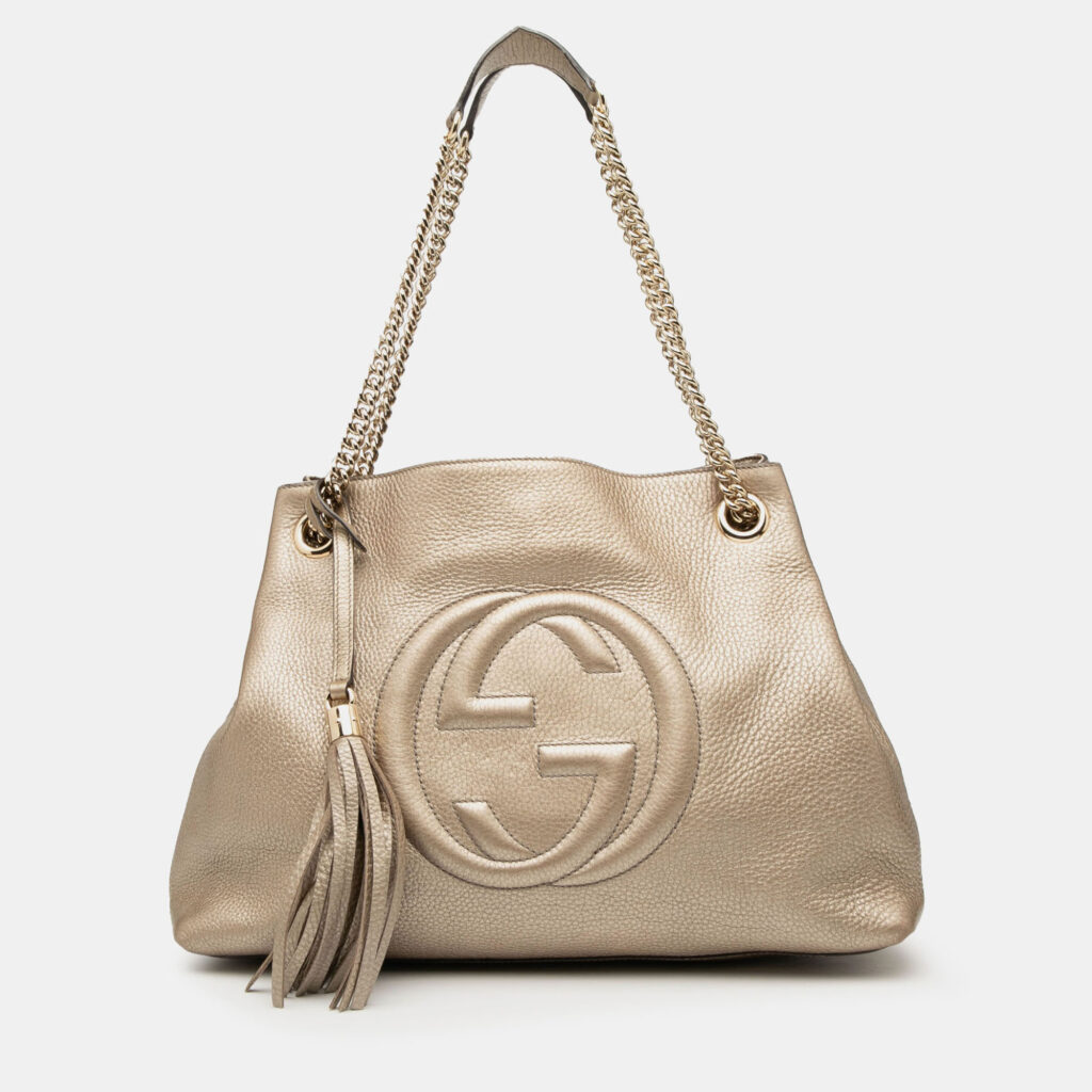 Gucci Gold Medium Metallic Leather Soho Chain Tote Gucci Gold Medium Metallic Leather Soho Chain Tote