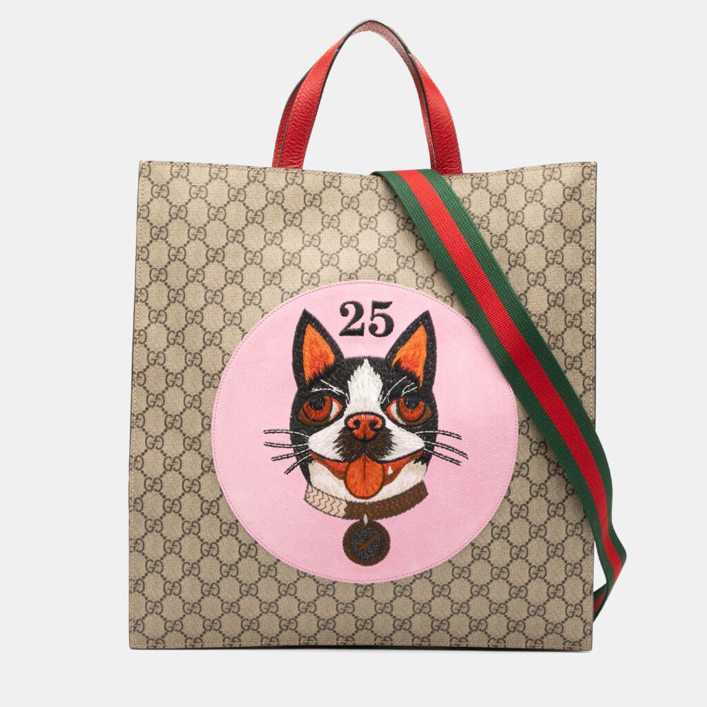 Gucci Beige GG Supreme Web Bosco Satchel