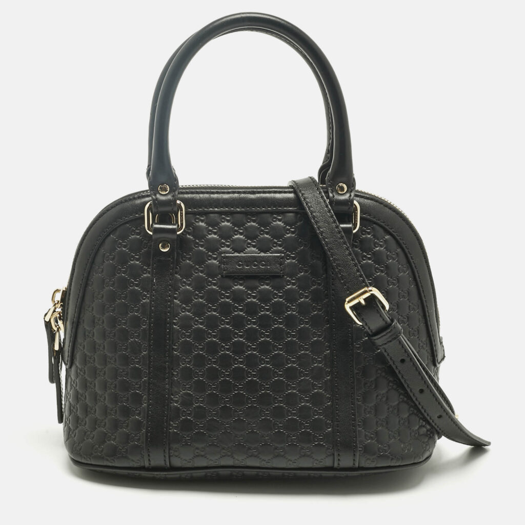 luxury-women-gucci-used-handbags-p1241999-012-1.jpg Gucci Black Microguccissima Leather Mini Nice Dome Bag
