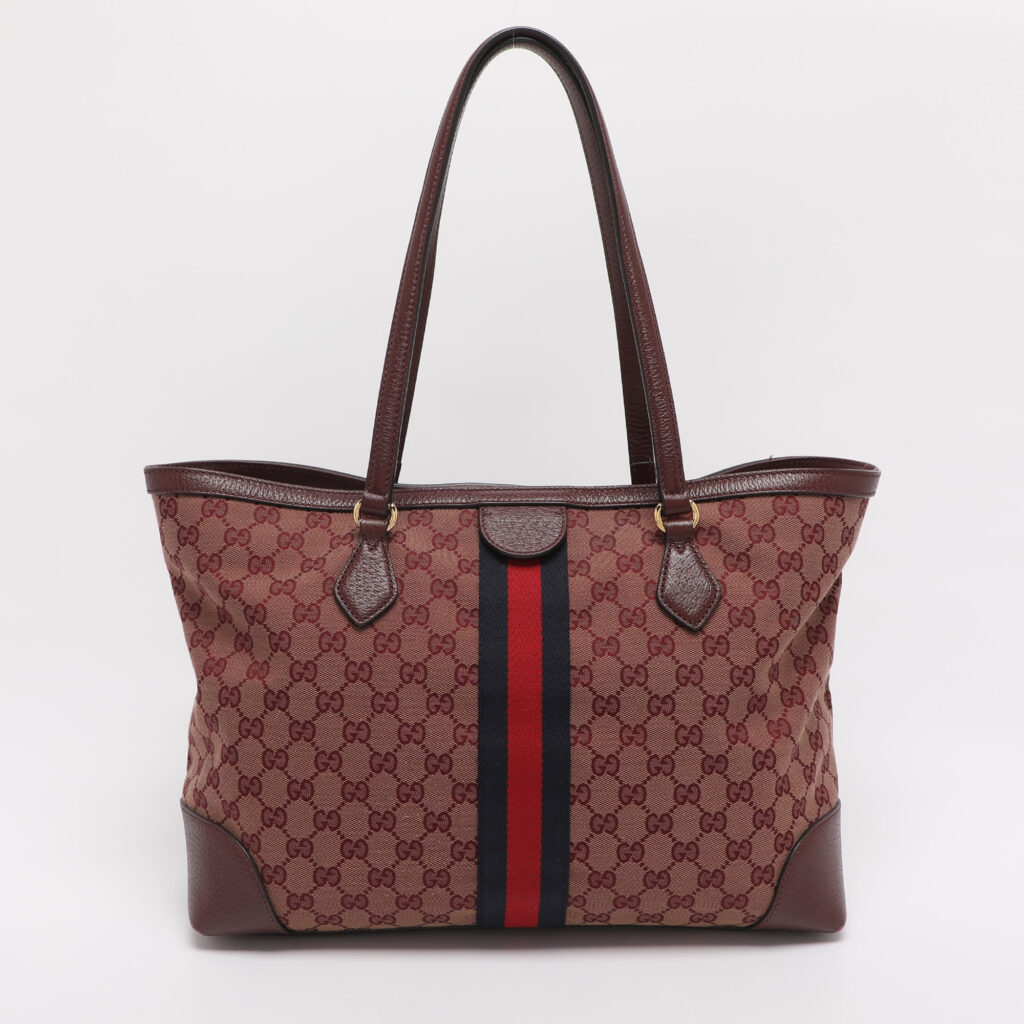 Gucci Red GG Canvas and Leather Medium Web Ophidia Tote Gucci Red GG Canvas and Leather Medium Web Ophidia Tote