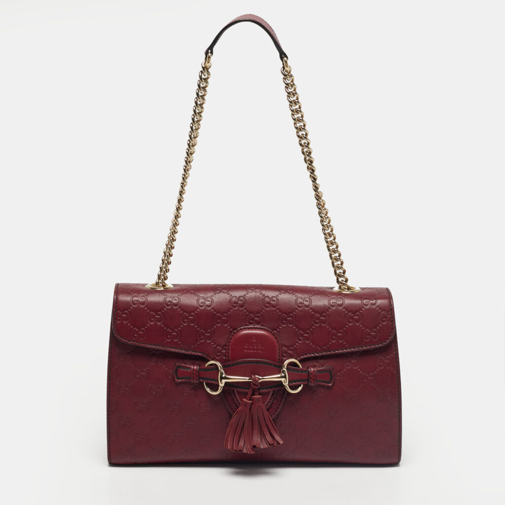 Gucci Red Microguccissima Leather Medium Emily Chain Shoulder Bag