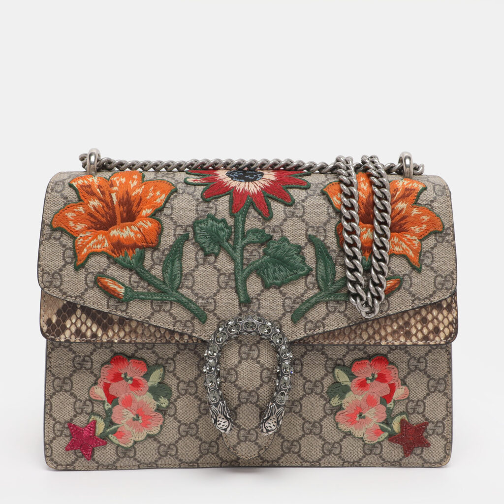 luxury-women-gucci-used-handbags-p1242875-001-1.jpg Gucci Beige GG Supreme Canvas Medium Embroidered Dionysus Shoulder Bag