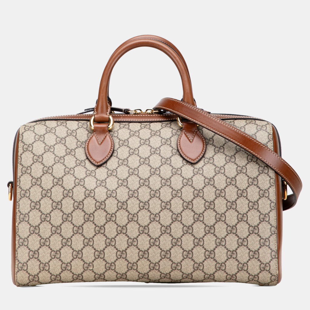 Gucci Beige Brown Medium GG Supreme Satchel