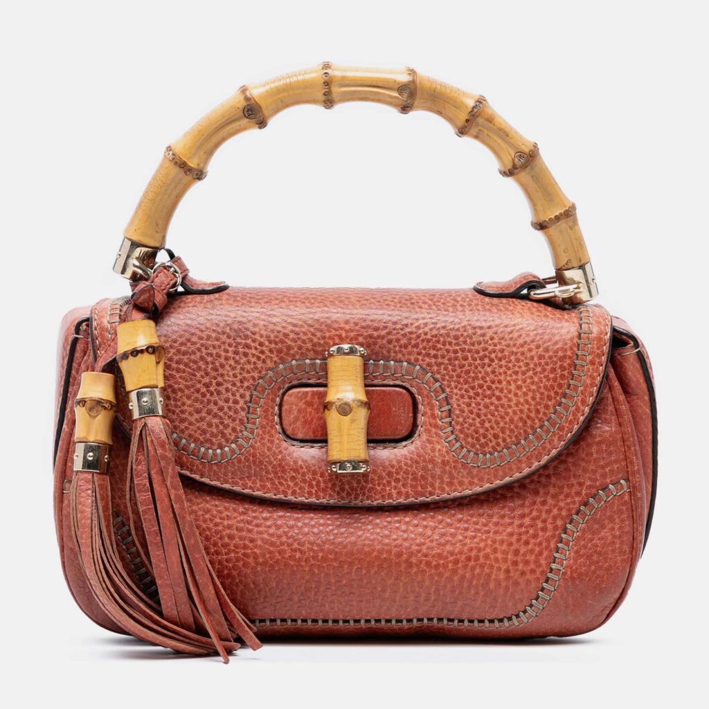 luxury-women-gucci-used-handbags-p1244642-006-1.jpg Gucci Brown Medium Leather New Bamboo Satchel