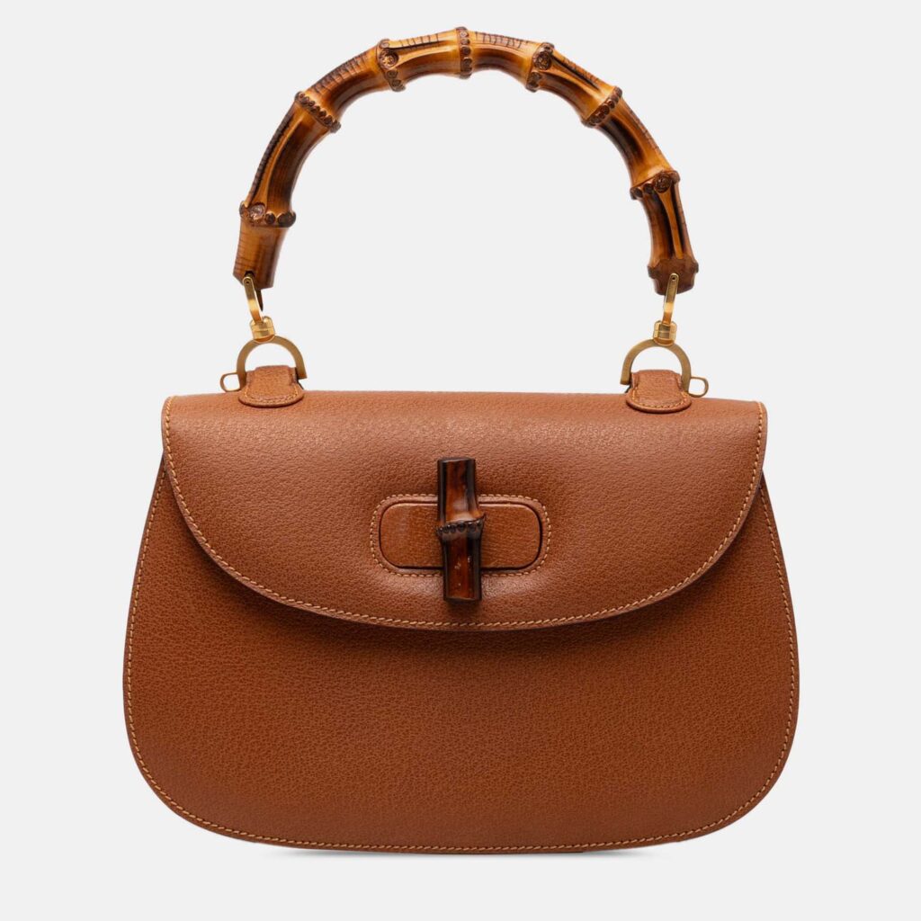 Gucci Brown Grained Calfskin Bamboo Night Gucci Brown Grained Calfskin Bamboo Night