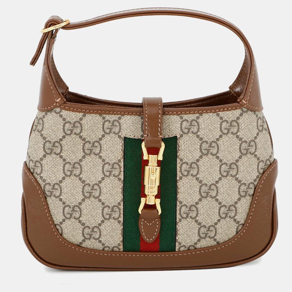 Gucci Jackie 1961 Handbag Beige/Brown Gg Supreme Leather Size Mini Gucci Jackie 1961 Handbag Beige/Brown Gg Supreme Leather Size Mini