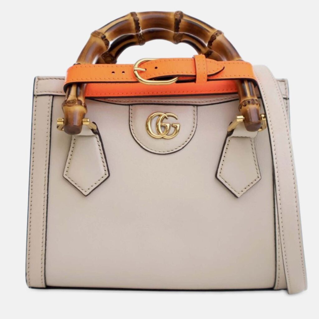Gucci White Mini Calfskin Bamboo Diana Satchel Gucci White Mini Calfskin Bamboo Diana Satchel