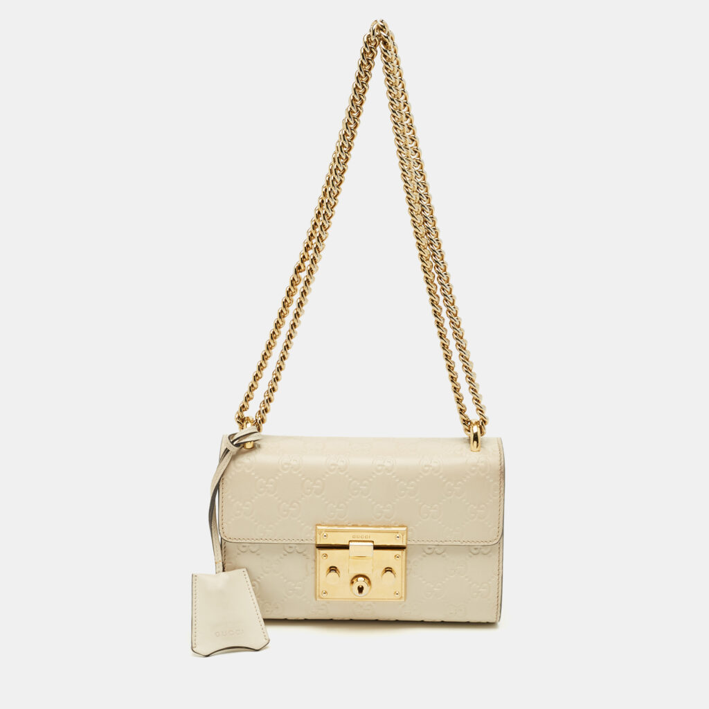 luxury-women-gucci-used-handbags-p1245543-001-1.jpg Gucci Off White Guccissima Leather Small Padlock Shoulder Bag