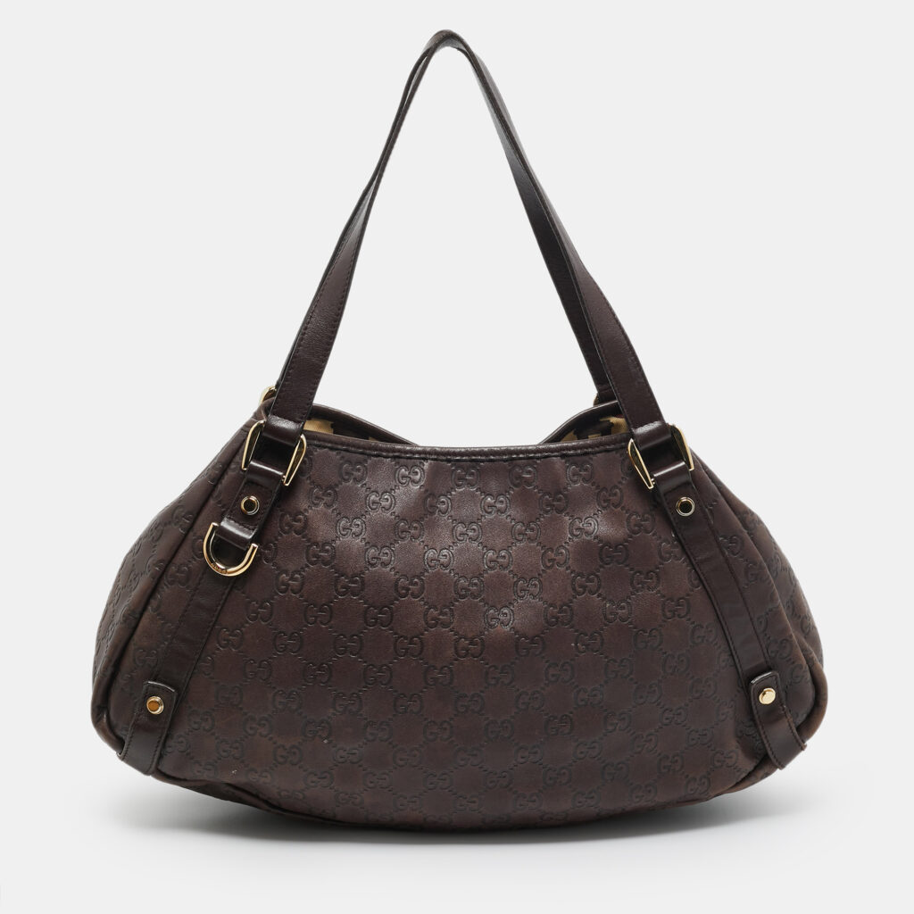 luxury-women-gucci-used-handbags-p1245677-001.jpg Gucci Dark Brown Guccissima Leather Abbey Hobo
