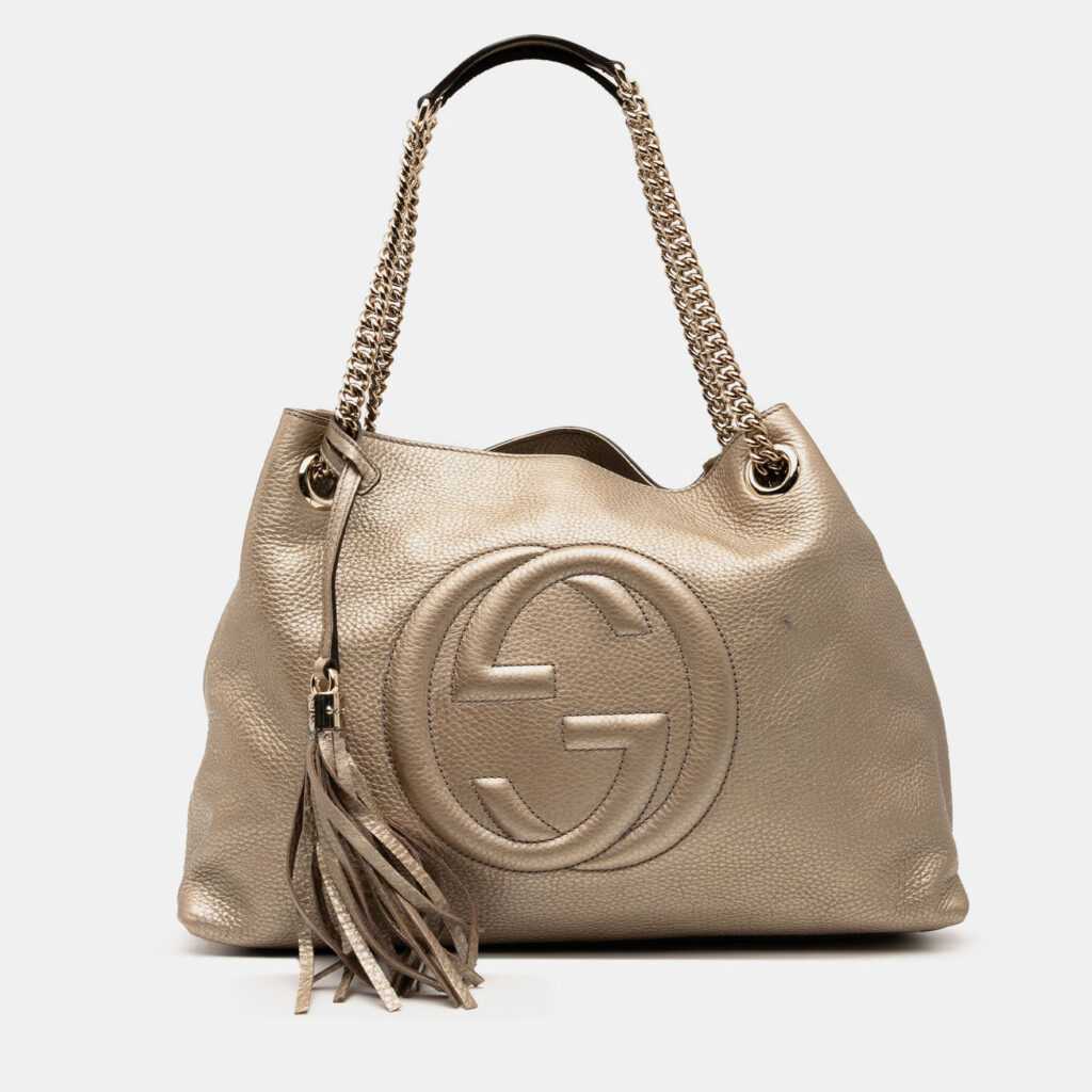 Gucci Gold Medium Leather Soho Chain Tote Gucci Gold Medium Leather Soho Chain Tote