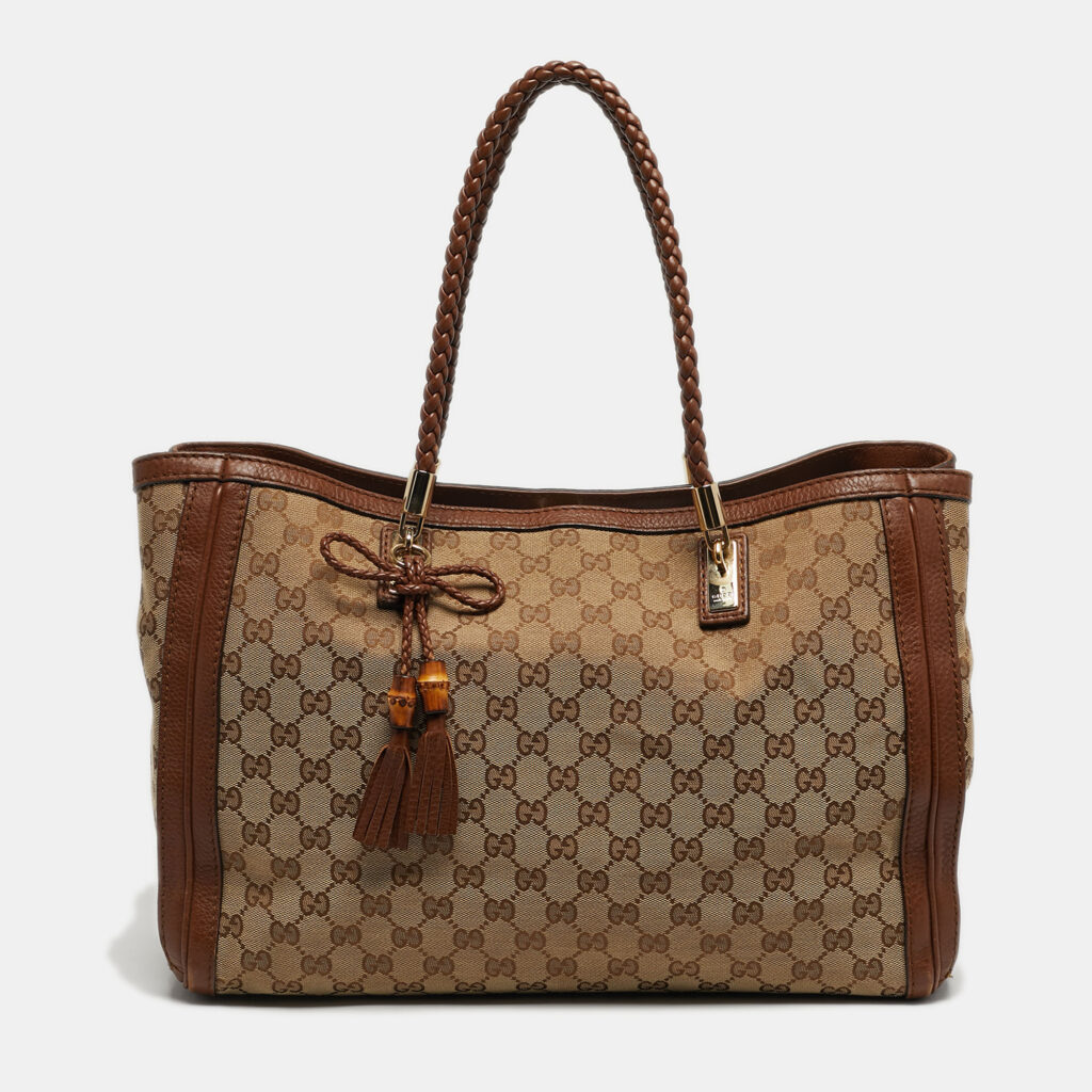 Gucci Bella Brown/Beige GG Canvas and Leather Tote Gucci Bella Brown/Beige GG Canvas and Leather Tote