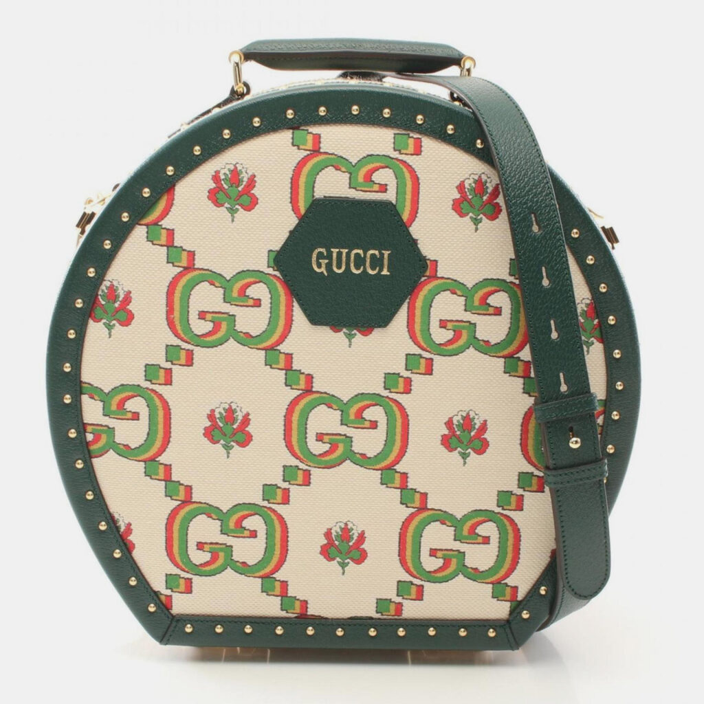 Gucci Centennial Gg Flower Jacquard Handbag Coated Canvas Leather Beige Green Multicolor Gucci Centennial Gg Flower Jacquard Handbag Coated Canvas Leather Beige Green Multicolor