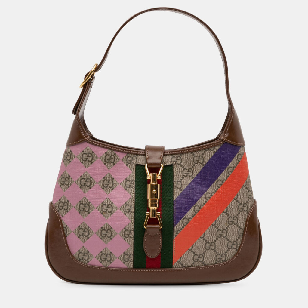 Gucci Beige Brown Small GG Supreme Web Geometric Jackie 1961 Crossbody Gucci Beige Brown Small GG Supreme Web Geometric Jackie 1961 Crossbody