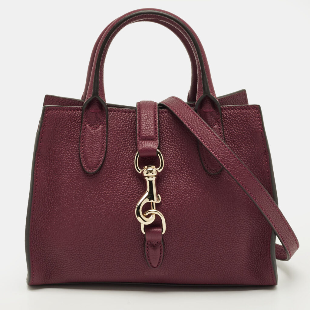 luxury-women-gucci-used-handbags-p1247386-001.jpg Gucci Hook Closure Small Dark Red Leather Tote