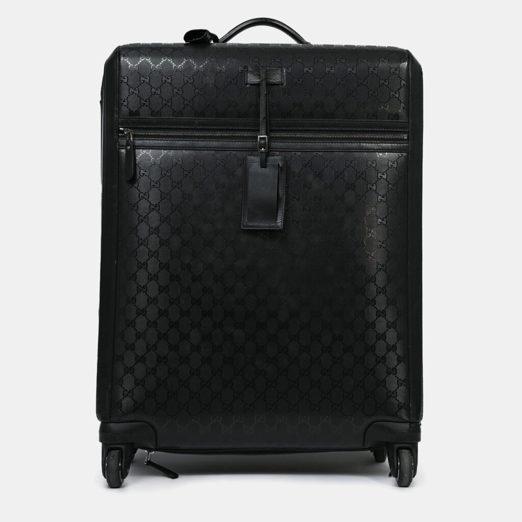 Gucci Black Guccissima Medium Luggage Suitcase Gucci Black Guccissima Medium Luggage Suitcase