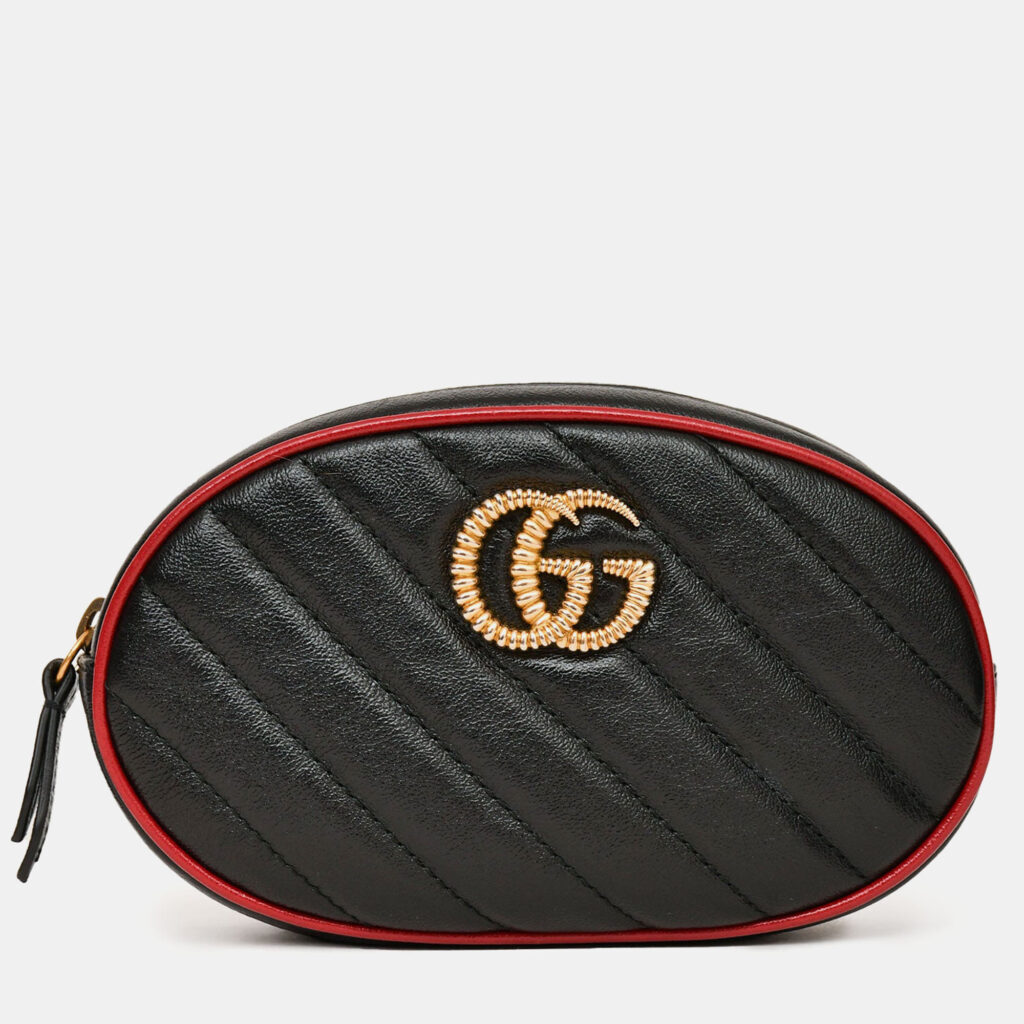 Gucci Black/Red Quilted GG Marmont Belt Bag sz 85/34 Gucci Black/Red Quilted GG Marmont Belt Bag sz 85/34