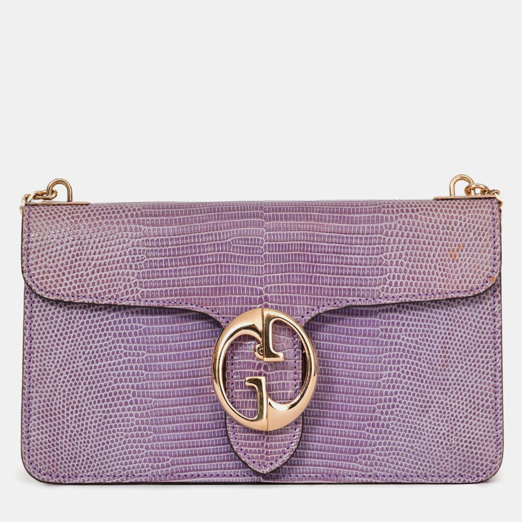 Gucci Purple Lizard Leather 1973 East West Chain Bag Gucci Purple Lizard Leather 1973 East West Chain Bag