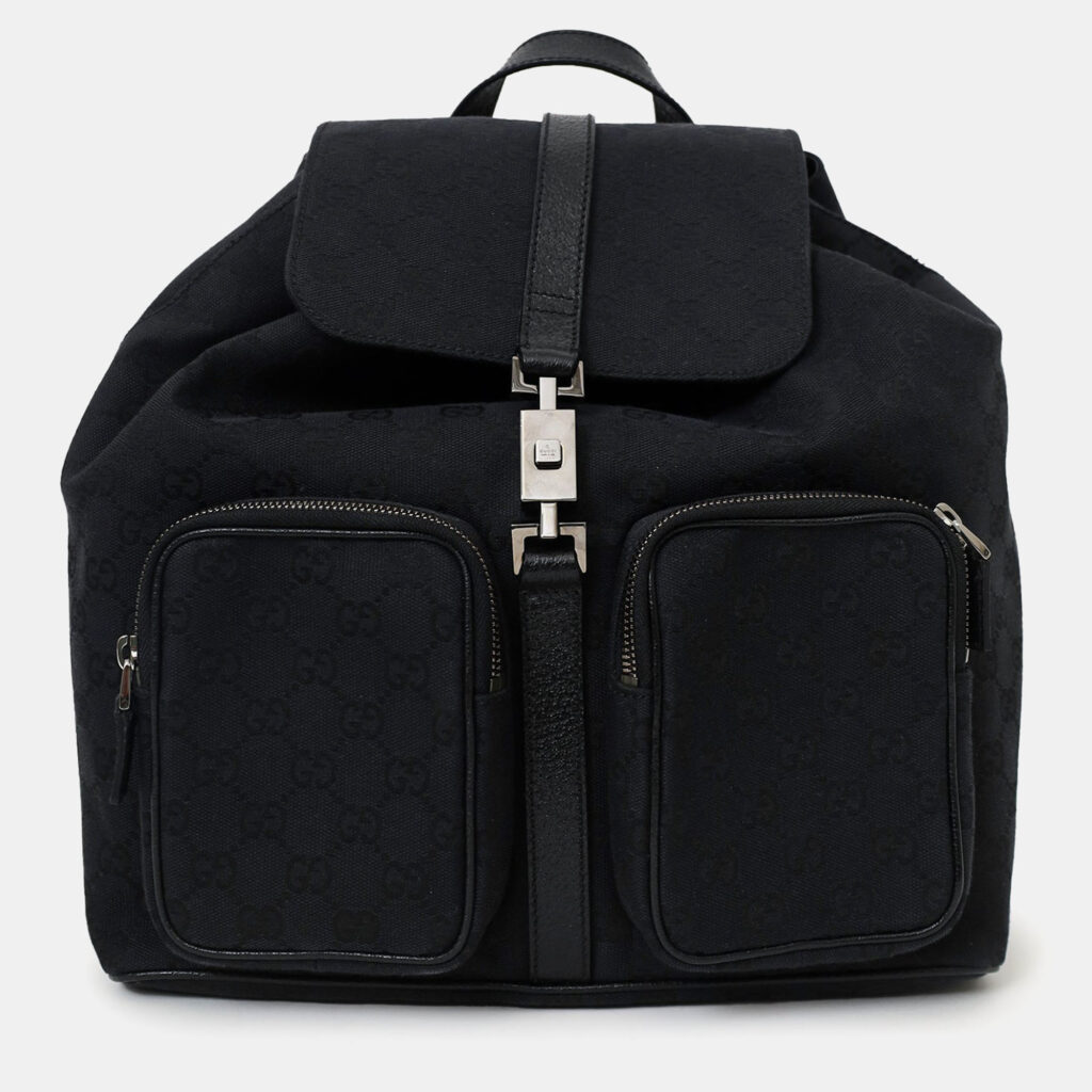 luxury-women-gucci-used-handbags-p1247889-005-1.jpg Gucci Black Canvas/Leather Jackie GG Backpack