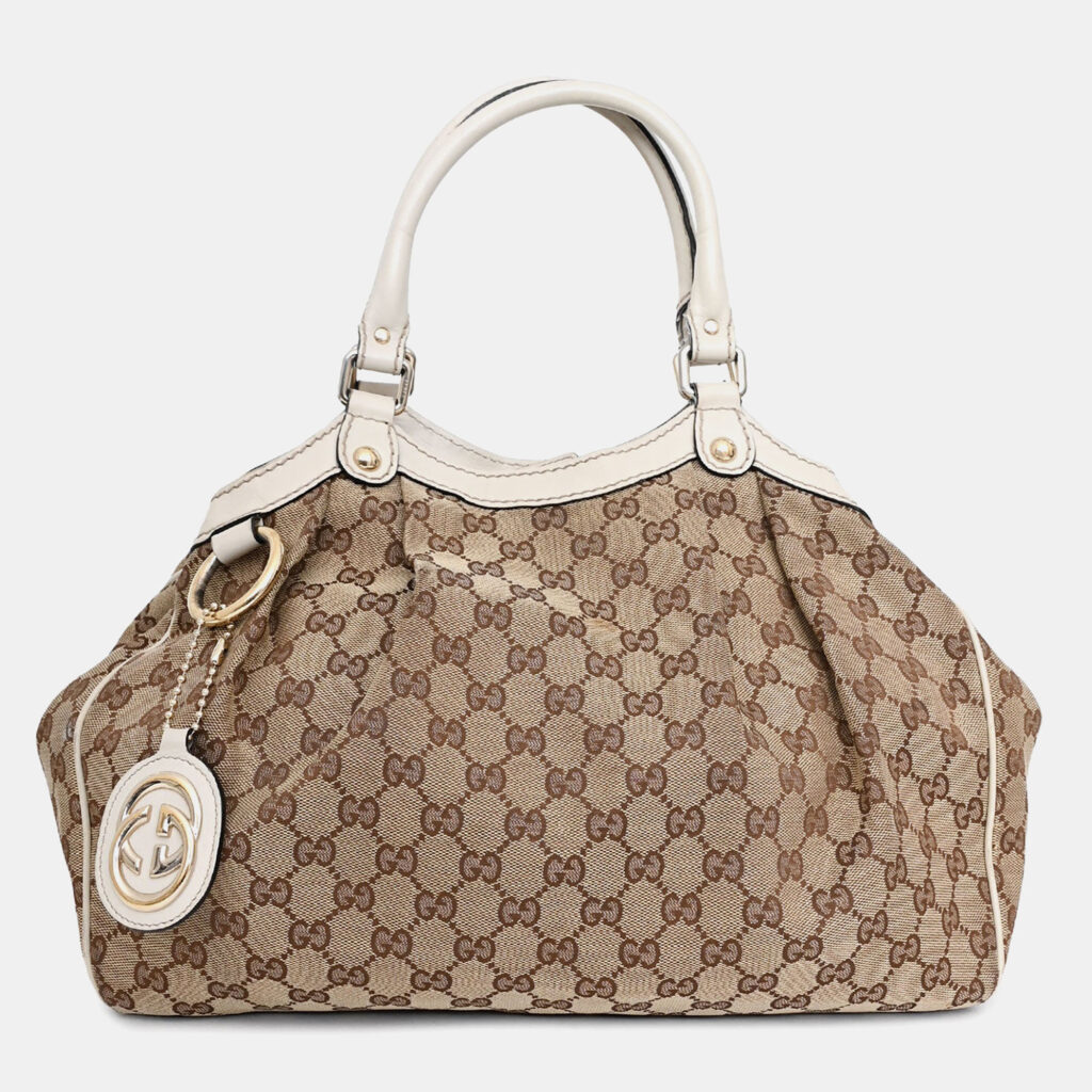 Gucci Canvas Leather Trimmed Sukey Gucci Canvas Leather Trimmed Sukey
