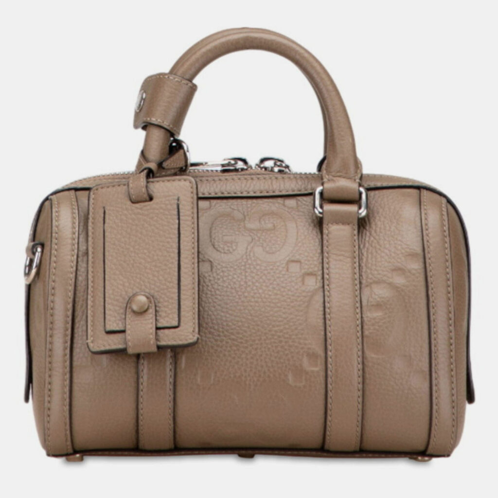 luxury-women-gucci-used-handbags-p1248483-005-1.jpg Gucci Jumbo Gg Mini Duffle Handbag/Shoulder Bag Greige Leather