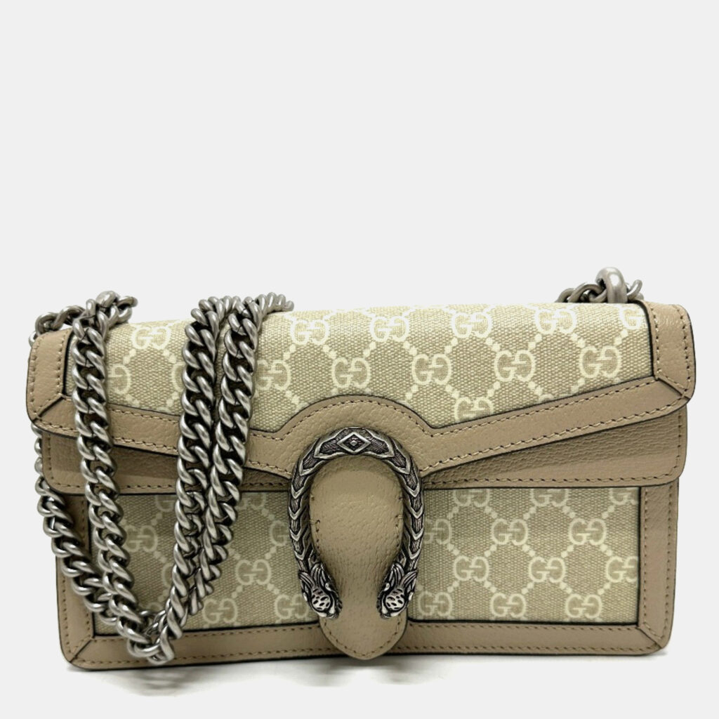 Gucci Gg Dionysus Chain Shoulder Bag Supreme Canvas Beige Gucci Gg Dionysus Chain Shoulder Bag Supreme Canvas Beige