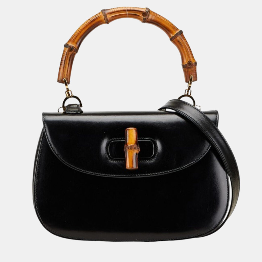 luxury-women-gucci-used-handbags-p1248649-002-1.jpg Gucci Bamboo Handbag/Shoulder Bag Black/Brown Leather