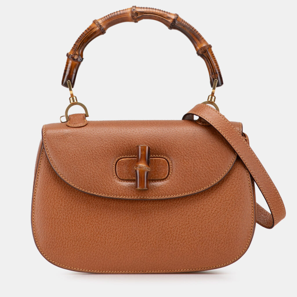 Gucci Brown Grained Calfskin Bamboo Night Gucci Brown Grained Calfskin Bamboo Night