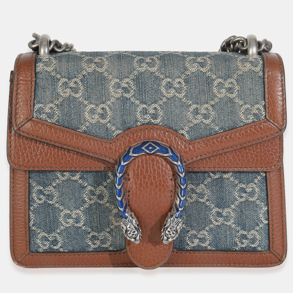 Gucci Blue New Denim GG Monogram Dollar Calfskin Enamel Mini Dionysus Bag Gucci Blue New Denim GG Monogram Dollar Calfskin Enamel Mini Dionysus Bag