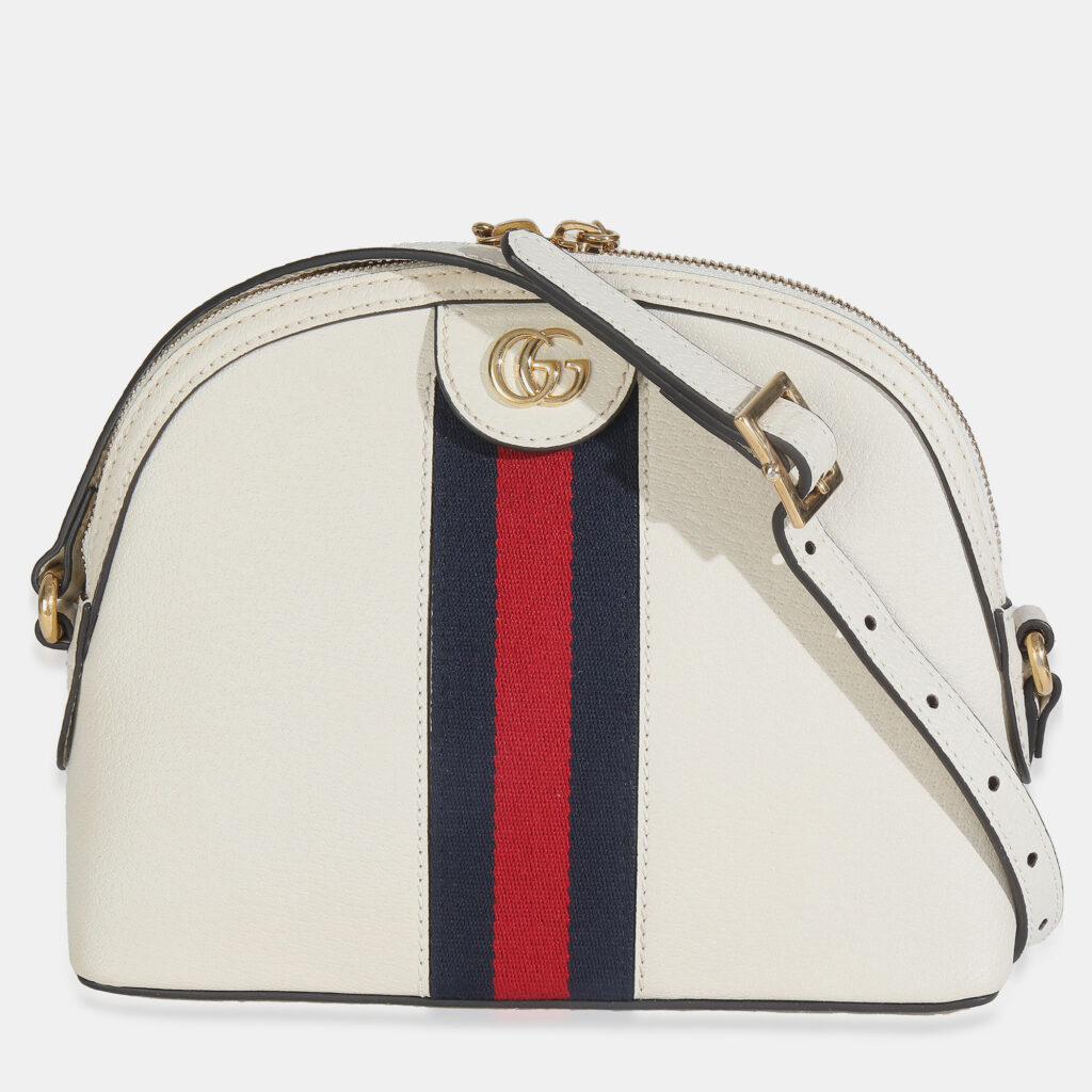 Gucci Mystic White Textured Dollar Calfskin Web Small Ophidia Dome Bag Gucci Mystic White Textured Dollar Calfskin Web Small Ophidia Dome Bag