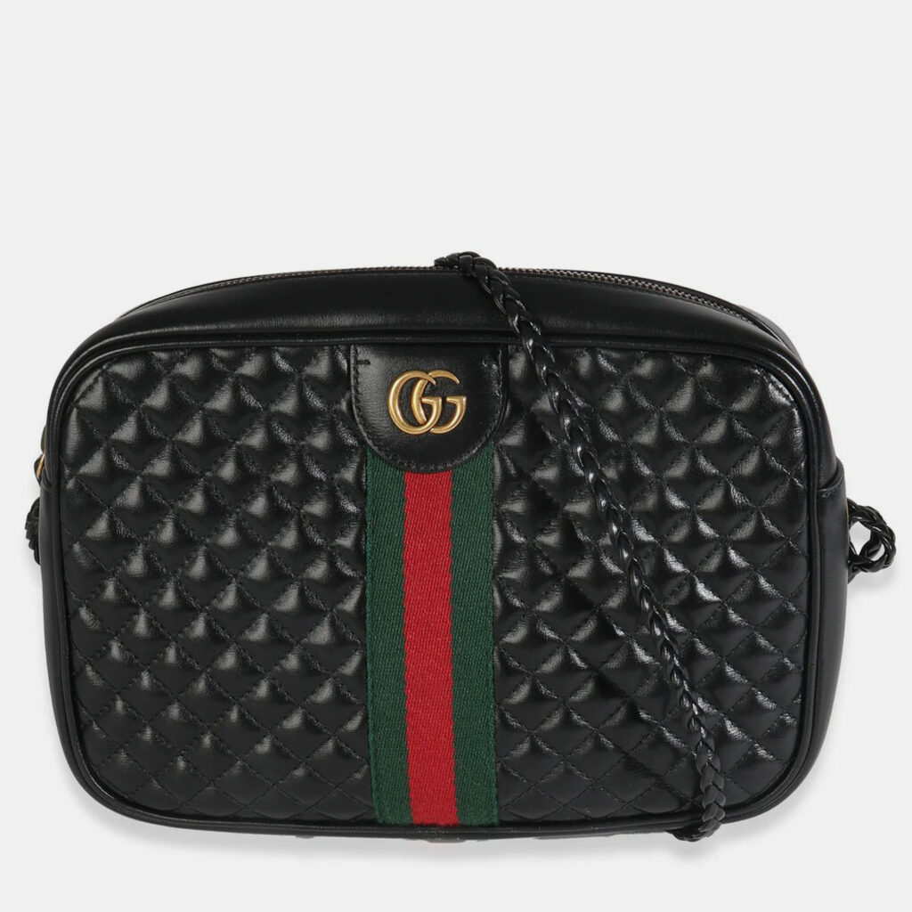 Gucci Black Calfskin Web Trapuntata Medium GG Shoulder Bag Gucci Black Calfskin Web Trapuntata Medium GG Shoulder Bag