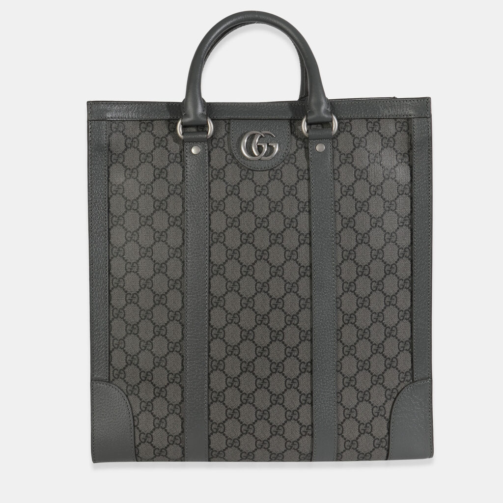 Gucci Grey Black GG Coated Canvas Ophidia Medium Tote Gucci Grey Black GG Coated Canvas Ophidia Medium Tote