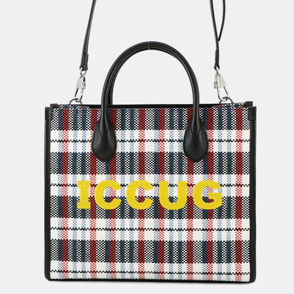 Gucci Embroidery Check 2-Way Tote Bag Multicolor/Beige Canvas Leather Size Small Gucci Embroidery Check 2-Way Tote Bag Multicolor/Beige Canvas Leather Size Small