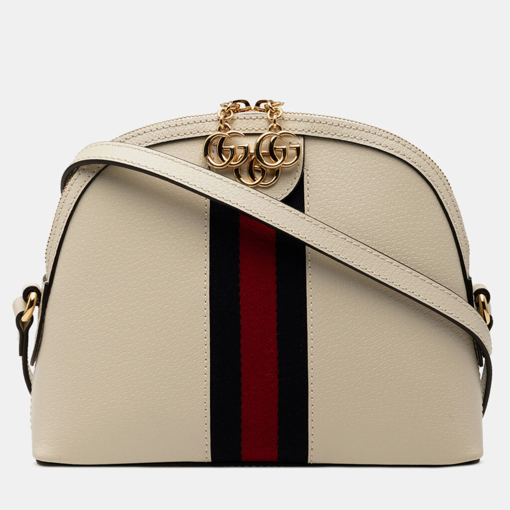 Gucci White Small Leather Ophidia Dome Crossbody Gucci White Small Leather Ophidia Dome Crossbody