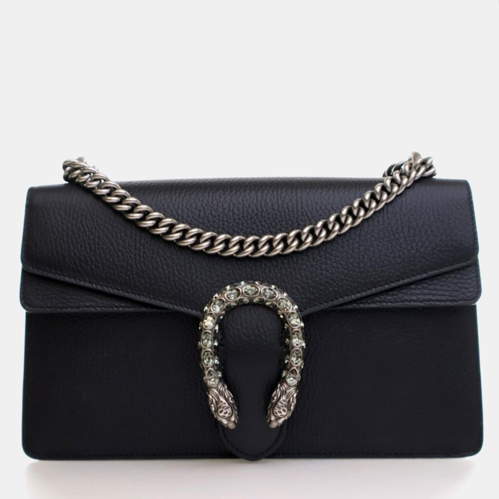Gucci Medium Black Calfskin Dionysus Shoulder Bag