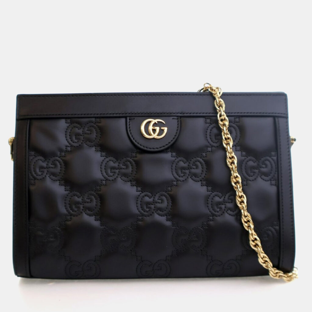 Gucci Small Black Calfskin GG Slim Chain Shoulder Bag