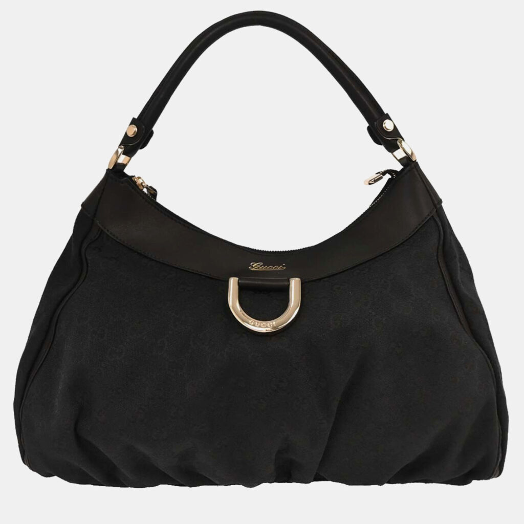 Gucci Black Canvas GG Abbey D Ring Handbag