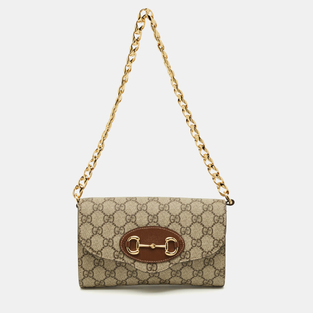 Gucci Horsebit 1955 Beige/Brown GG Supreme Canvas Crossbody Bag Gucci Horsebit 1955 Beige/Brown GG Supreme Canvas Crossbody Bag