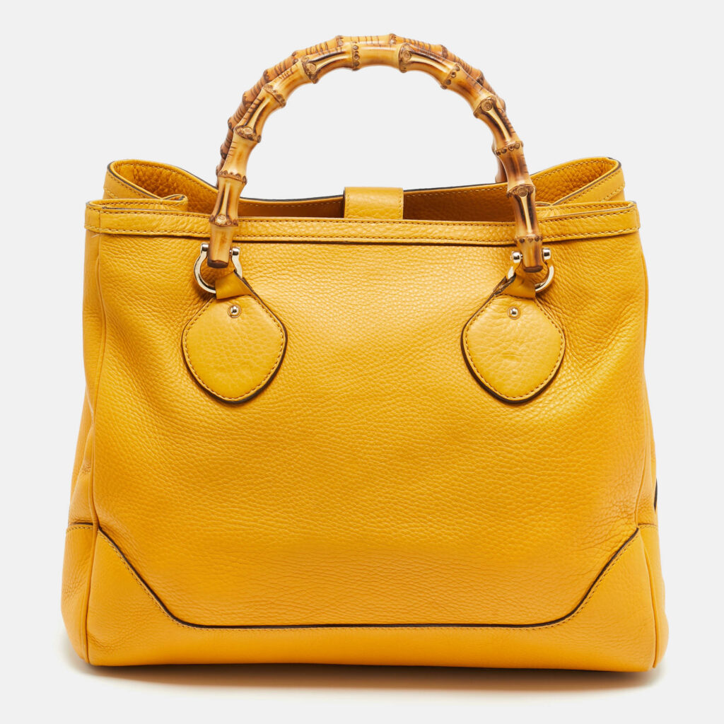 Gucci Bamboo Handle Mustard Leather Tote Gucci Bamboo Handle Mustard Leather Tote
