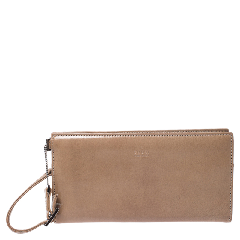 Gucci Light Brown Leather Wristlet Wallet Gucci Light Brown Leather Wristlet Wallet
