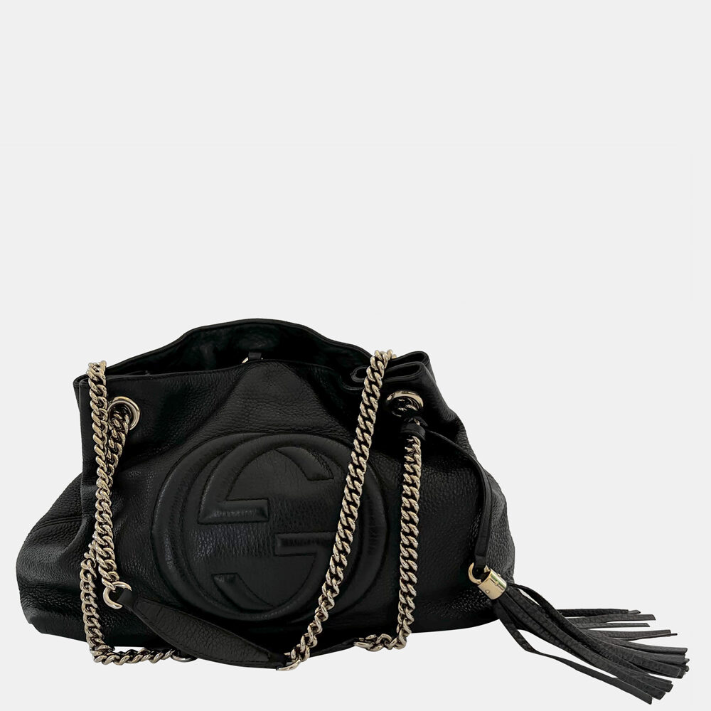 Gucci Black Pebbled Leather Medium Soho Chain Shoulder Bag Gucci Black Pebbled Leather Medium Soho Chain Shoulder Bag