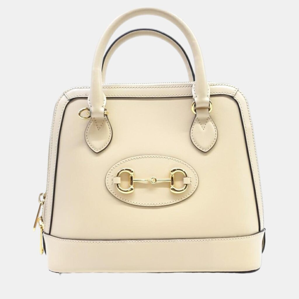Gucci White Leather 1955 Horsebit Small Top Handle Bag Gucci White Leather 1955 Horsebit Small Top Handle Bag