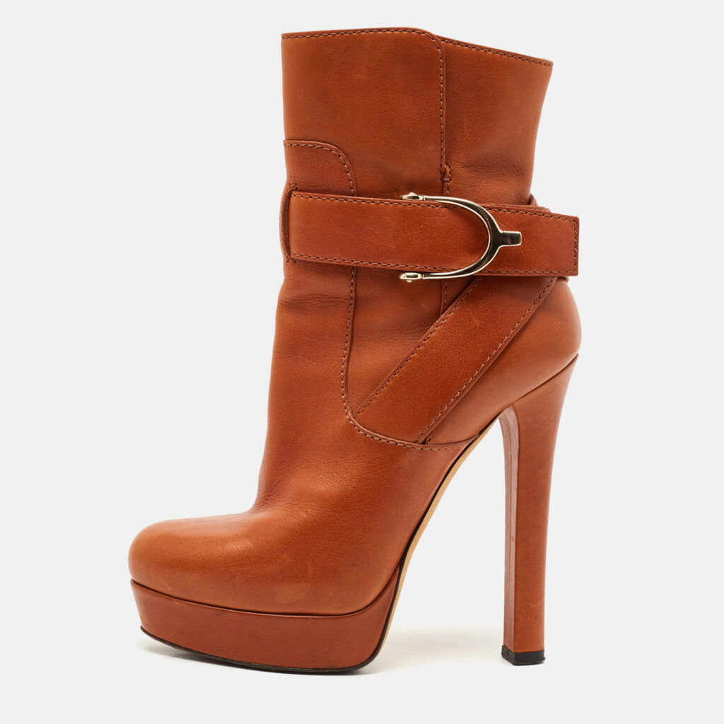 Gucci Brown Leather Wimbledon Ankle Length Boots Size 35.5 Gucci Brown Leather Wimbledon Ankle Length Boots Size 35.5