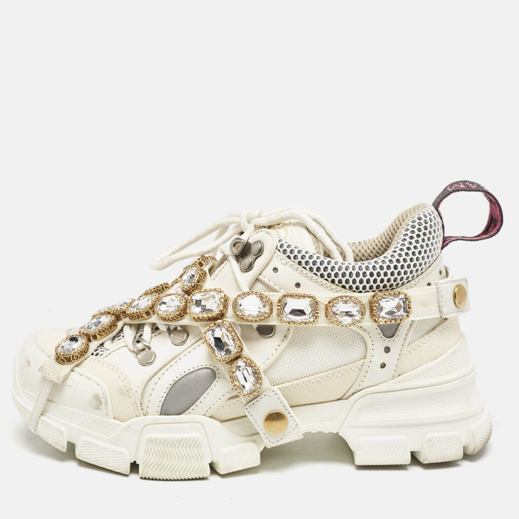 Gucci White Leather and Mesh Flashtrek Chunky Sneakers Size 36 Gucci White Leather and Mesh Flashtrek Chunky Sneakers Size 36