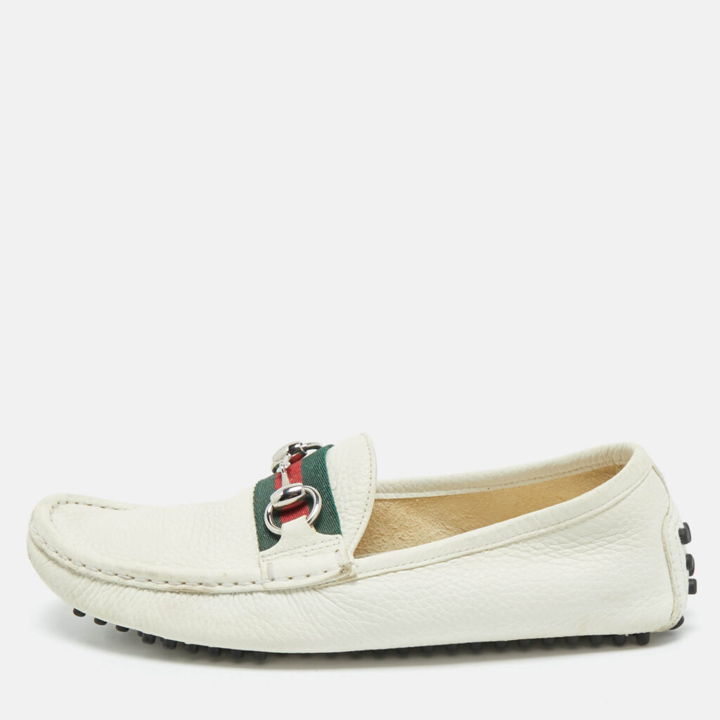 Gucci White Leather Web Horsebit Slip On Loafers Size 35.5 Gucci White Leather Web Horsebit Slip On Loafers Size 35.5