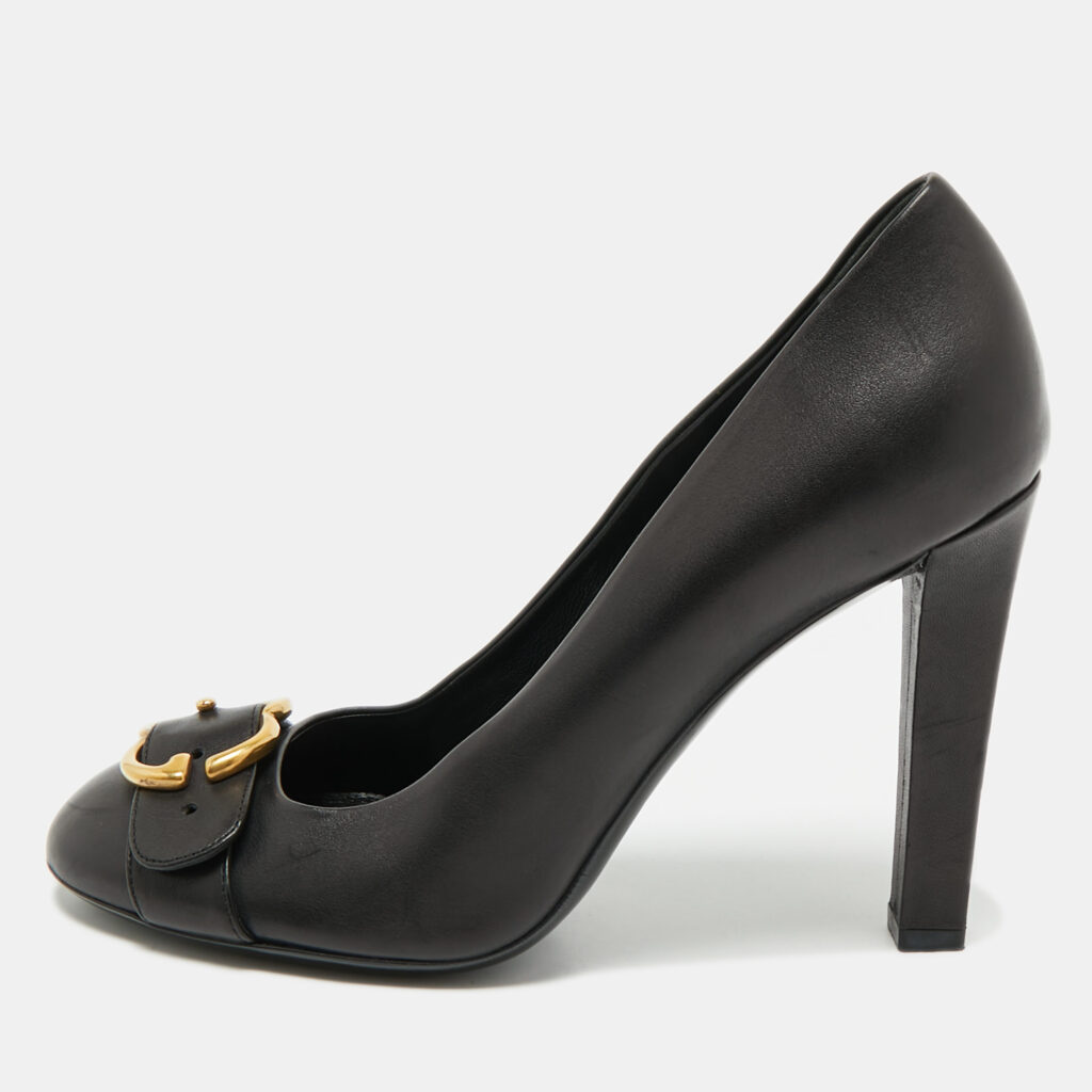 Gucci Black Leather Buckle Round Toe Pumps Size 40 Gucci Black Leather Buckle Round Toe Pumps Size 40